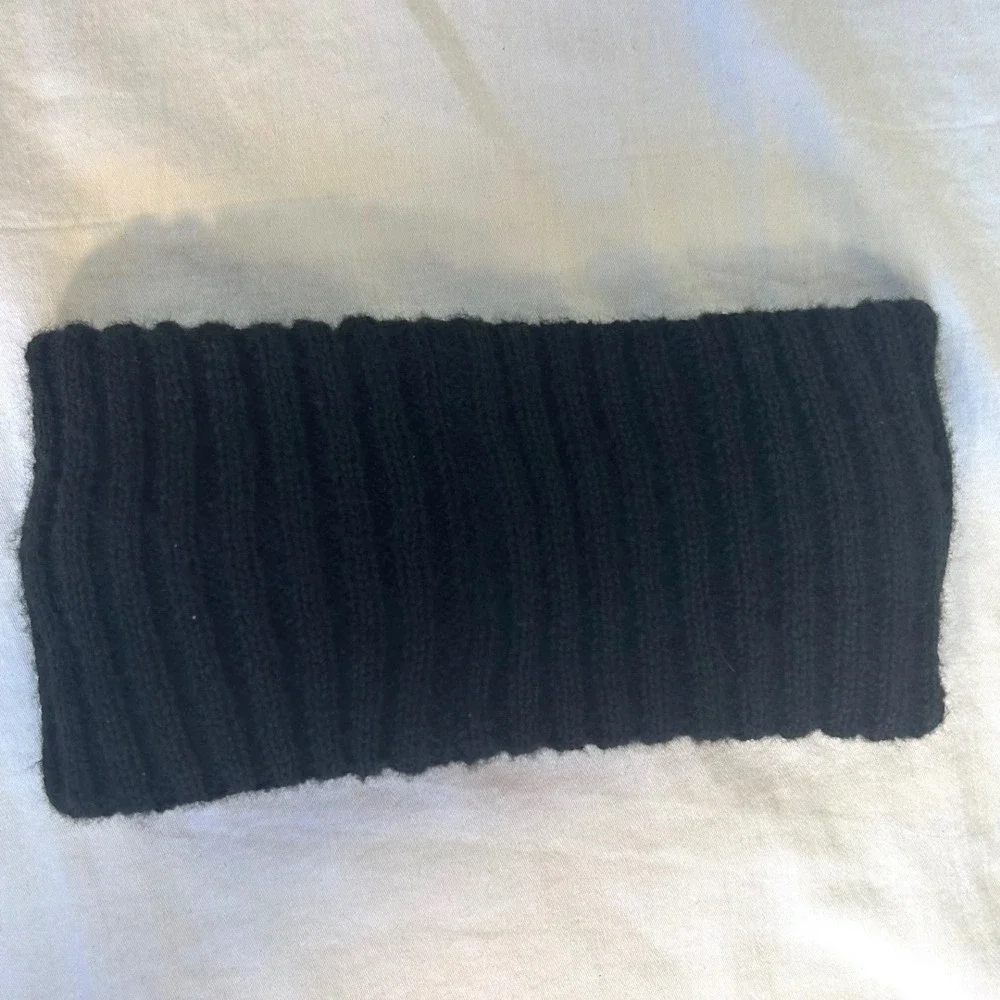 Grank Black Ribbed Knit Headband Ear Warmer Winter Gorpcore Goth Headband